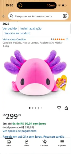 Pelúcia, Hug-A-Lumps, Axolote Ally, Média - 1,5kg