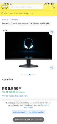 Monitor Gamer Alienware 360hz 25 Polegadas