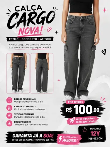 CALÇA CARGO NOVA , BARATINHO HOJE