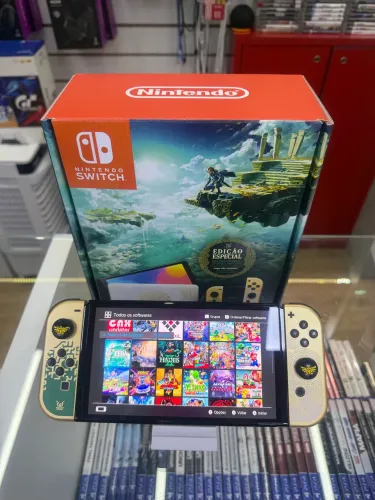 Nintendo Switch oled edição especial Zelda d3sbl0k3ad0