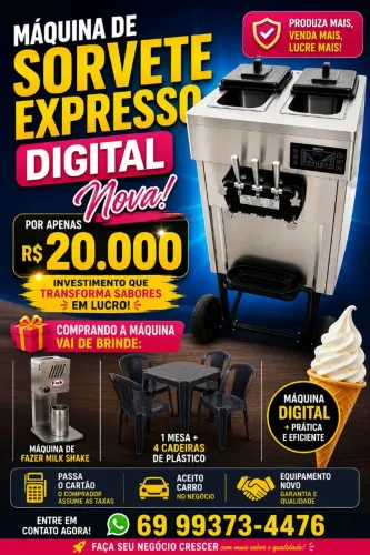 Máquina de sorvete expresso digital