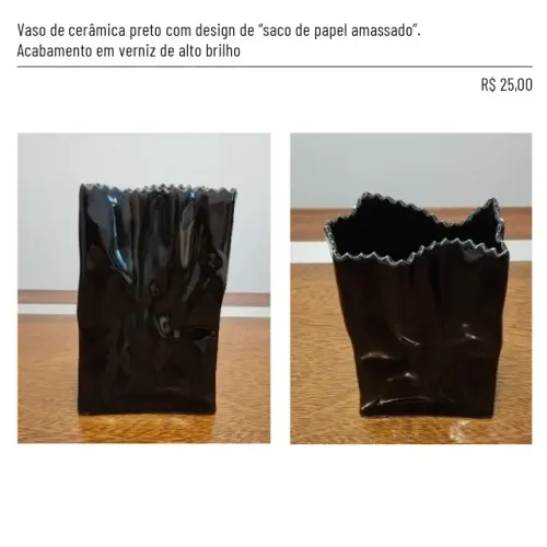 Vasos pretos de cerâmica