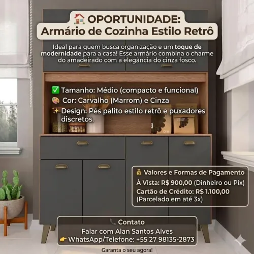 Armário de Cozinha Estilo Retrô