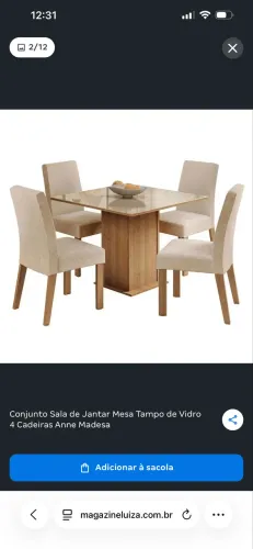 Mesa de jantar com 4 cadeiras 
