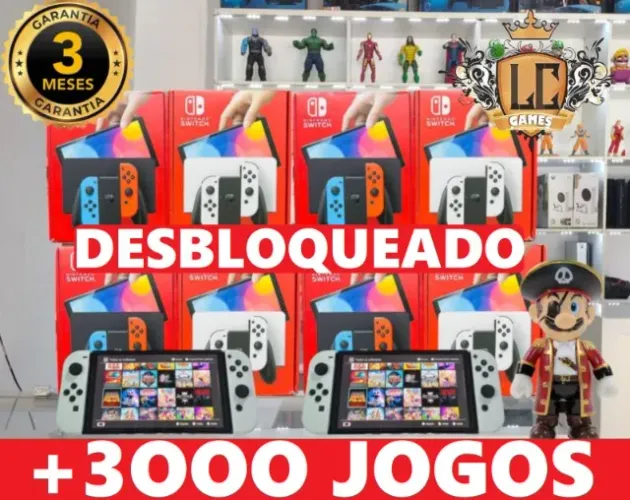 NINTENDO SWITCH OLED (( DESTRAVADO )) COM 3OOO JOGOS e GARANTIA ( LOJA FISICA )