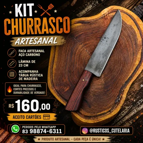 Facas artesanais, tábuas, afiações 