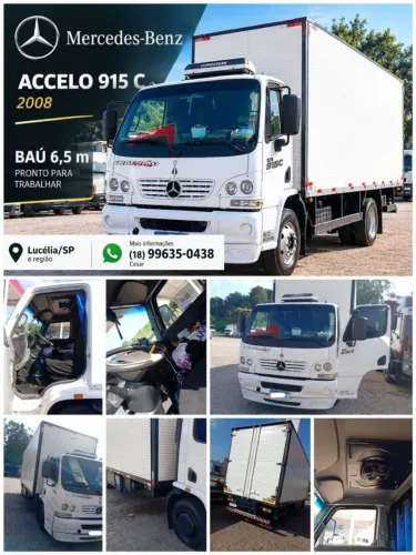 VENDE-SE MB 915 C 2008 - Baú 6,5 m × 2,55 m