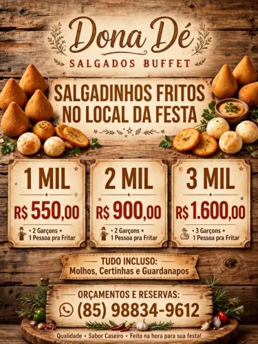 Pacotes de salgadinhos fritos na hora no local de festa