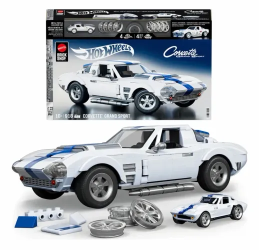 Mattel Blocos de Montar - Corvette Grand Sport - 1:16 - 918 Peças - Hot Wheels