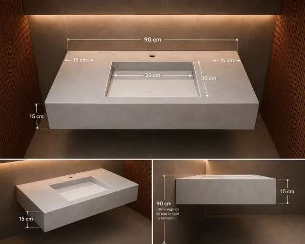 Lavatório esculpido em porcelanato