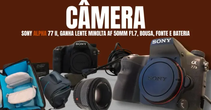 Câmera + Kit Bolsa, fonte, bateria e lente MINOLTA AF 50MM f1.7