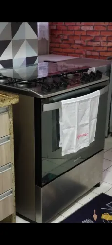 Fogão 6 bocas Inox com Timer Digital - Gás de Rua - Brastemp
