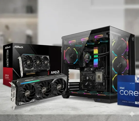 PC GAMER INTEL I9 DDR5 + RX 9070XT 16GB + GABINETE AQUÁRIO + WATER COOLER 3 FANS