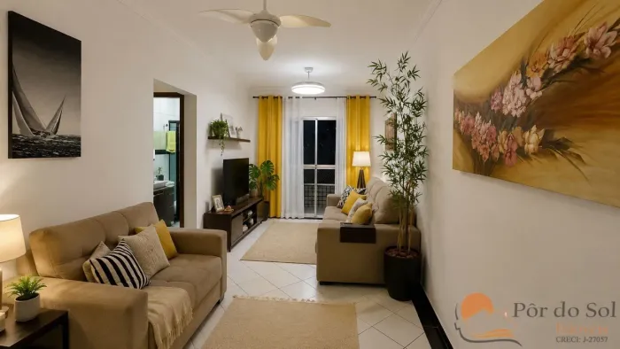 Apartamento 1 Dormitório, 50m², 1 Vaga de Garagem, Sacada e Piscina na Guilhermina - Praia
