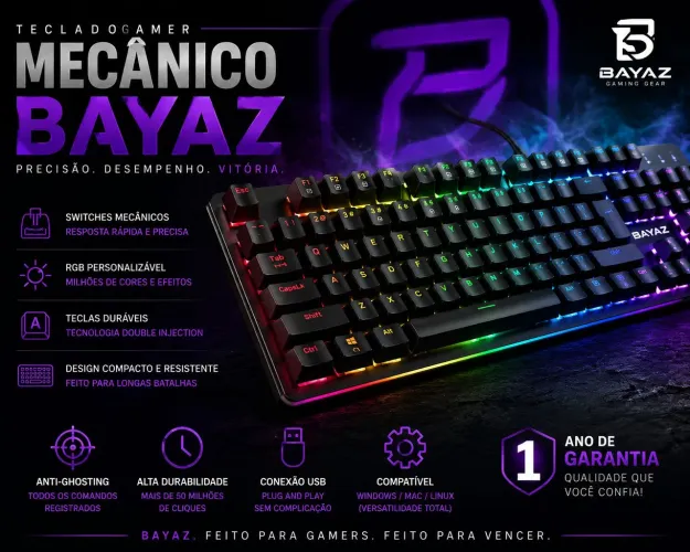 teclado gamer mecânico Bayaz