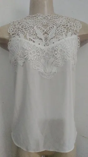 BLUSINHA REGATA UNIQUE CHIC (CREPE E RENDA)