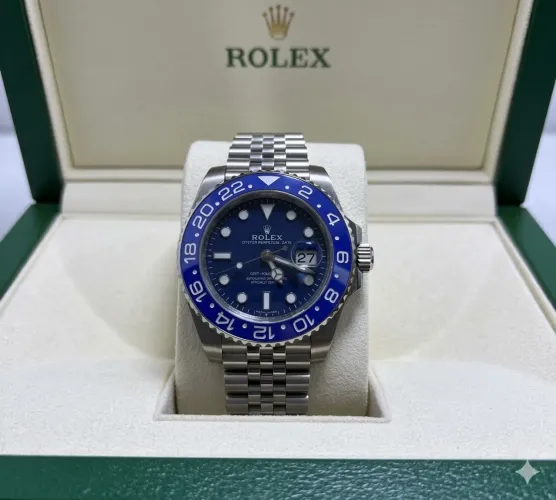 Relógio GMT Master II Smurf Blue 40mm Automático Safira Jubilee Premium AAA+