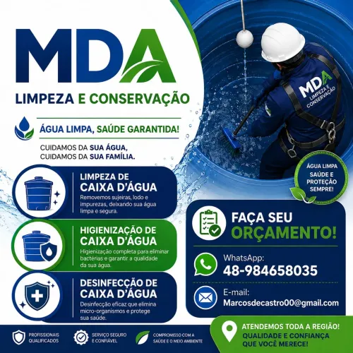 Limpeza e higienização de caixa d'água e çisternas