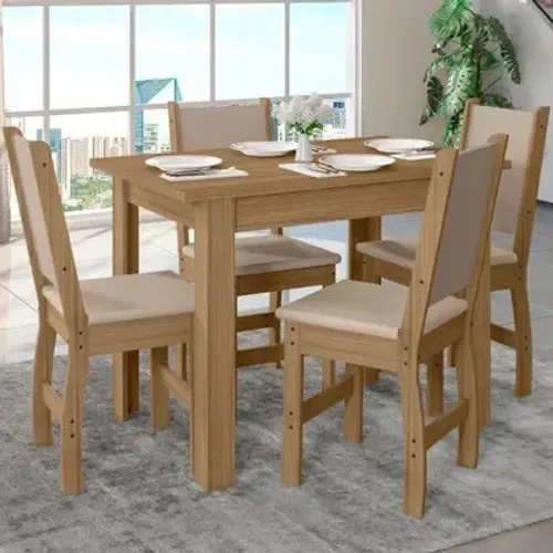 Mesa de Jantar Bellagio Retangular 108cm Com 4 Cadeiras Clara Poliman Móveis