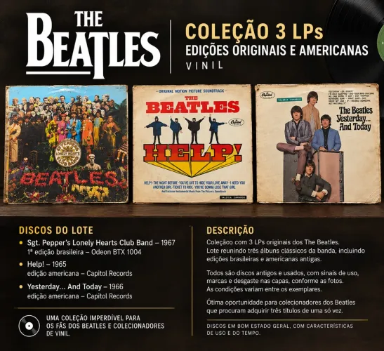 Coleção 3 LPs The Beatles - Sgt. Pepper?s, Help! e Yesterday and Today