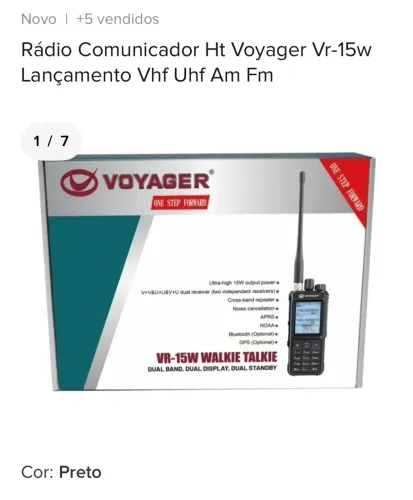 Rádio Comunicador Ht Voyager Vr-15w Lançamento Vhf Uhf Am Fm