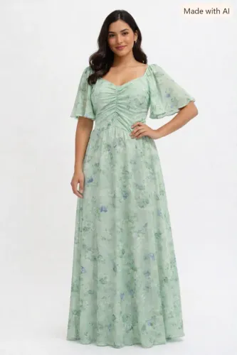 Vestido Longo Floral Verde M