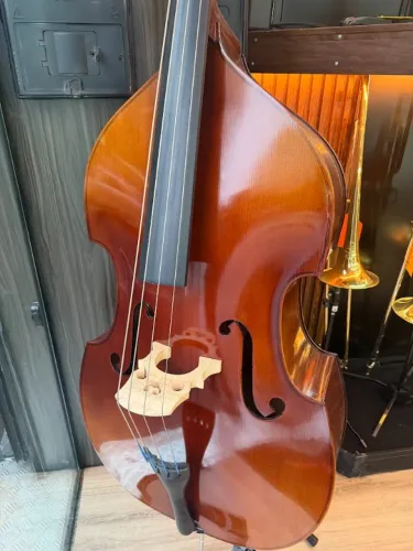 baixo rabecão contrabaixo michael 3/4 orquestra tampo spruce/abeto com bag arco e breu lux