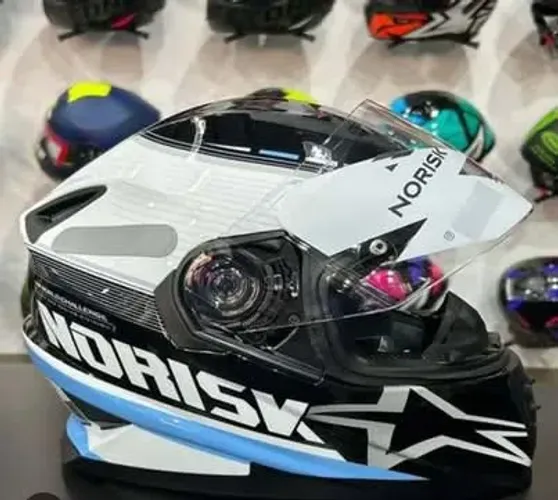 Capacete Norisk Novo Preto/Branco Viseira Cristal