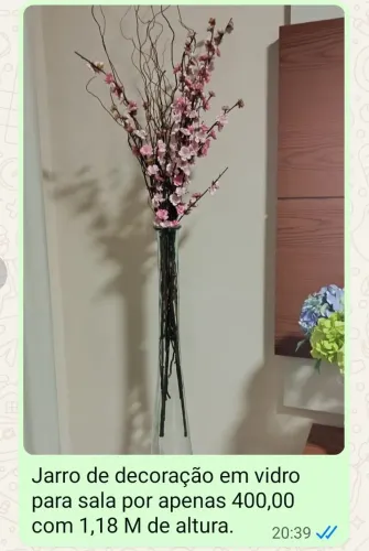 Jarro decorativo para sala de vidro com 1,18 de altura.Super lindo!
