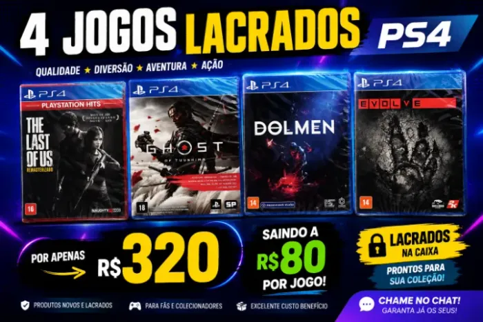 Coleção de Jogos Lacrados de PS4