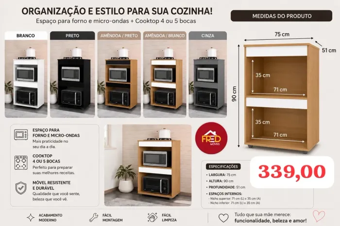 Balcão para fogão e forno