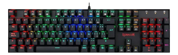 Teclado gamer Redragon Mitra K551 QWERTY Outemu Blue cor preto com luz RGB