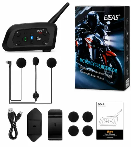 Kit 1 Intercomunicador de Capacete EJEAS V6 Pro+ Bluetooth Moto IP67