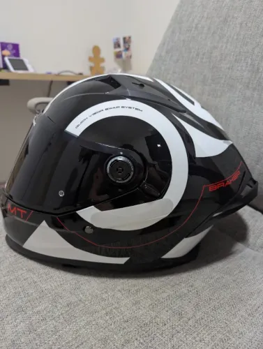 Capacete Mt Braker Sv Inox A0 Preto E Branco - XL - 62
