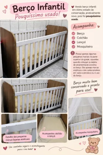BERÇO INFANTIL - POUQUÍSSIMO USADO
