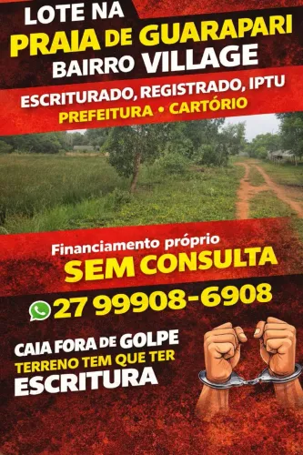 Lote praia de Guarapari, escriturado registrado no Cartório, parcelo, troco, 
