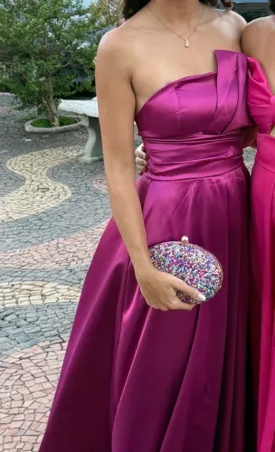Vestido de Festa Longo Afrodite Pink/Fúcsia | Casa das Madrinhas | Usado 1 Vez