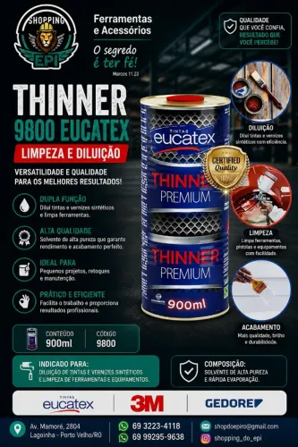 Eucatex Thinner 9800 Limpeza Ou Diluição 900 Ml