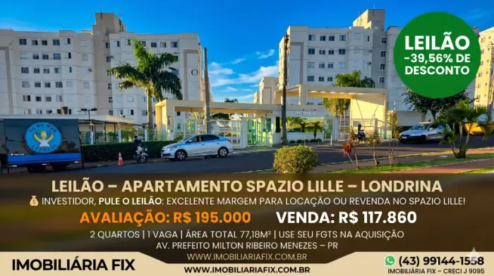 ? Investidor, pule o leilão: Excelente margem para locação ou revenda no Spazio Lille!