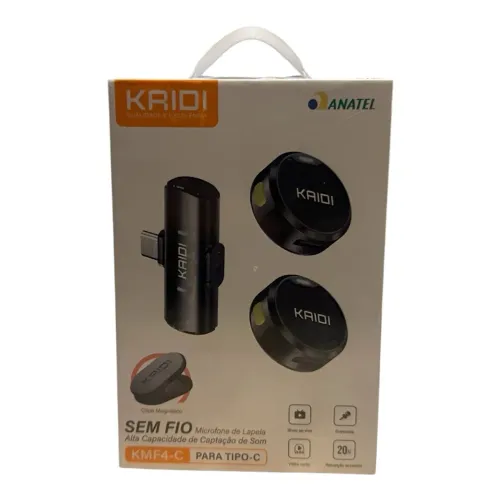 Microfone De Lapela Sem Fio Kaidi KMF4-C Tipo-C (Duplo)
