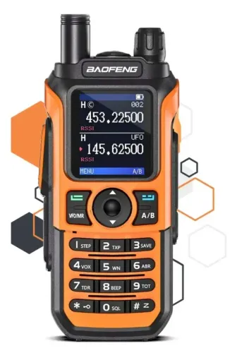 Rádio Ht Baofeng Uv-21 Pro V2 10w Dual Band Uhf Vhf Cor Laranja