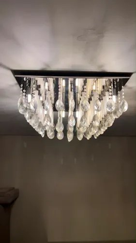 Lustre Plafon de Cristal Legítimo Quadrado para Sala/Quarto