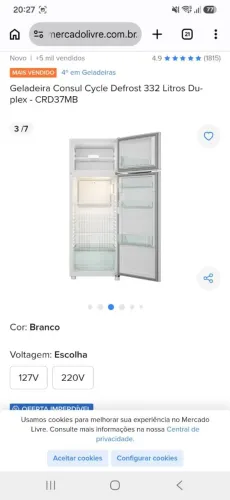 Estou vendendo uma geladeira consul 335 Lts