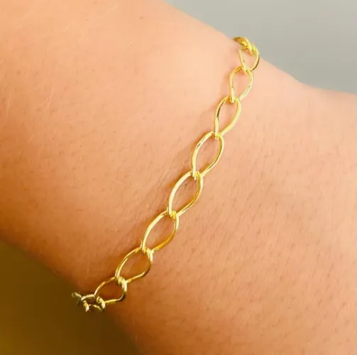 Pulseira Oval Simples Semijoia - Com Garantia