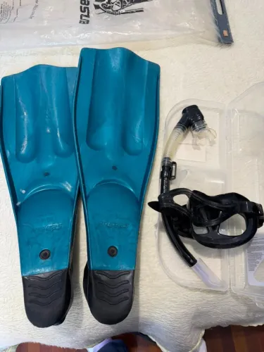 Kit De Mergulho Seasub Máscara + Snorkel + Nadadeira Cor VERDE - Tamanho 39 | 41
