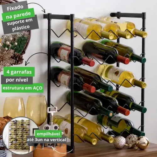 Mini Adega Aramado Metaltru para 20 garrafas de vinho