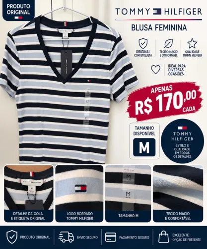 Vendo blusa feminina listrada azul nova marca Tommy