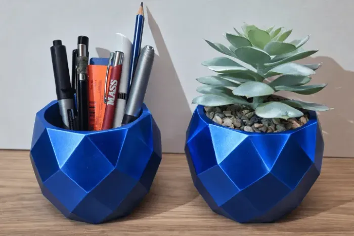 vaso de flores / porta-lápis Azul Metalico