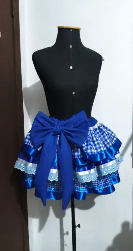 Saia junina xadrez azul royal