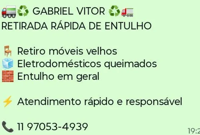 Retiro entulho em geral